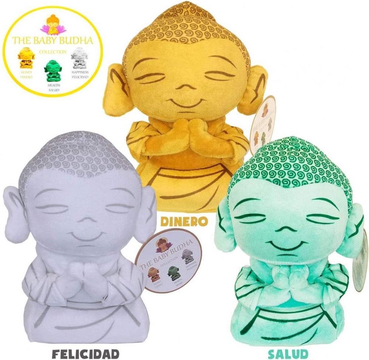 Boeddha Pluche Knuffel Set 30 cm | Buddha Peluche | Boedhisme Boeda Buda Budha | Spiritualiteit Boeddhisme | Thailand Azië Asia Thais | Asian Plush | Brengt rijkdom, gezondheid en geluk | Boeddha Pluche Knuffel Familie 30cm